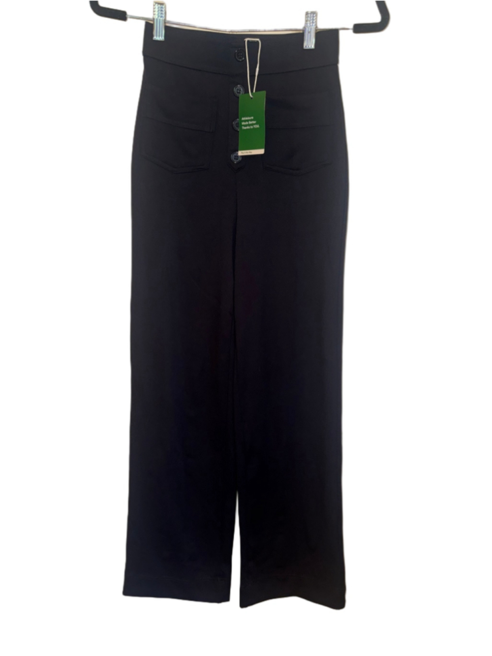 Black High-Waisted Button-Front Trousers